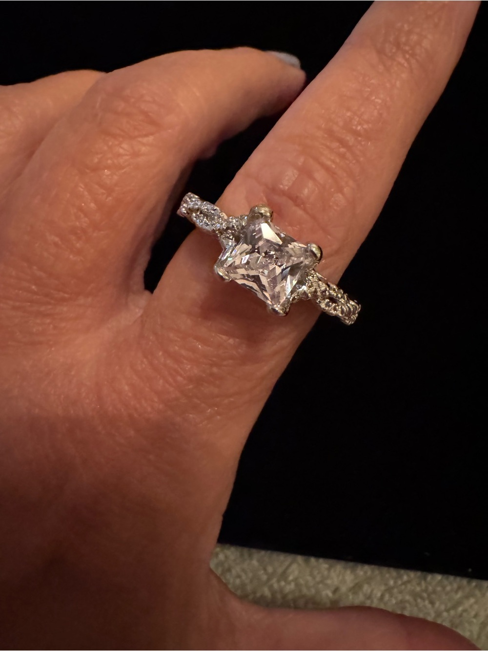 Classic Princess Cut CZ Engagement Ring - Silver